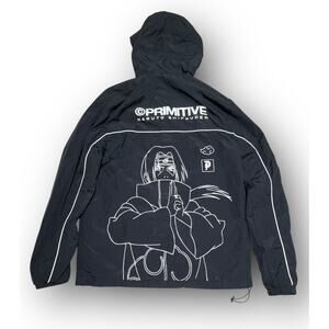 Primitive x Naruto Shippuden Windbreaker Jacket Medium New 21”x28” Black Hooded